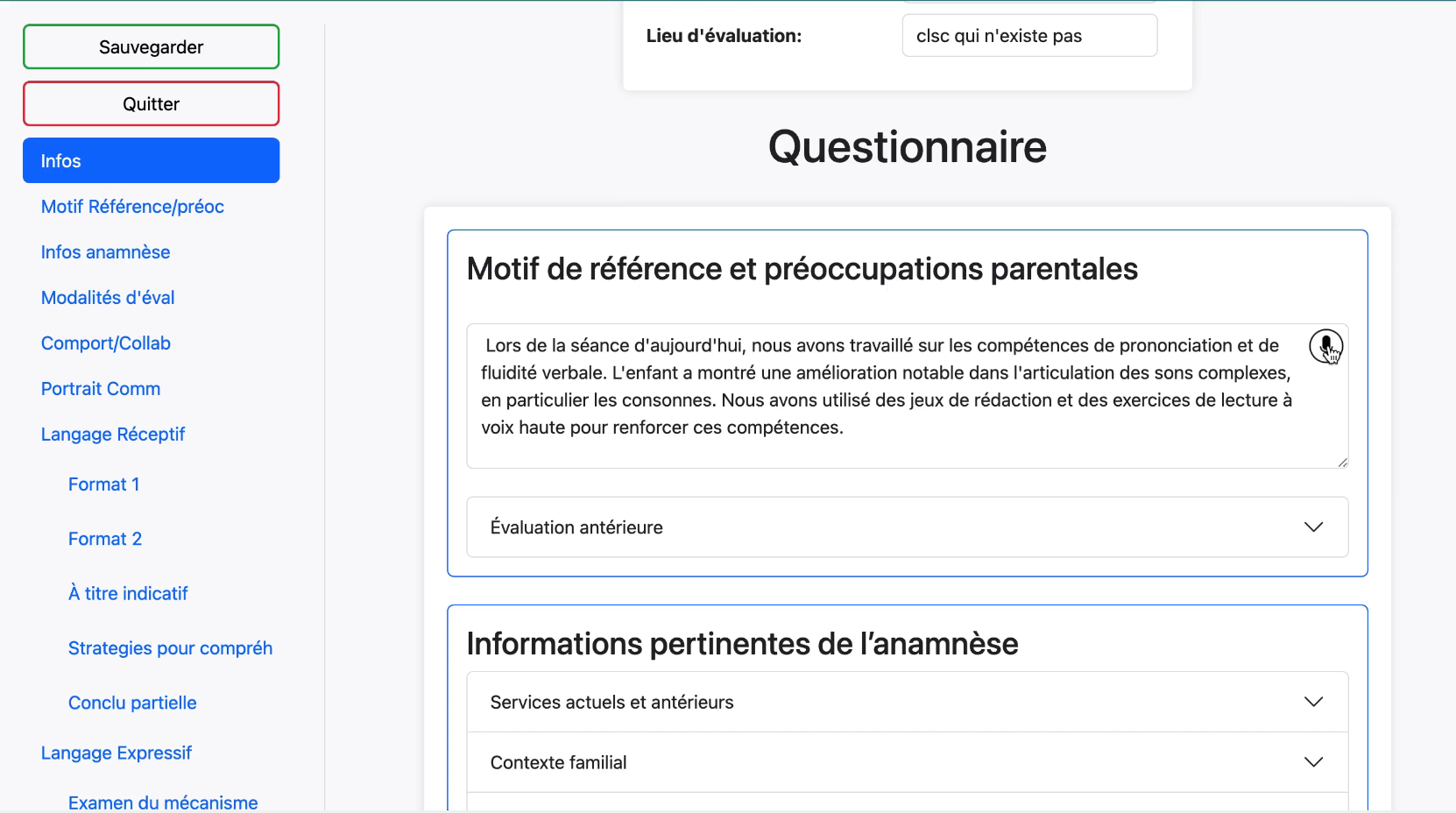 Interface existante d’automatisation de formulaires de Compan-IA