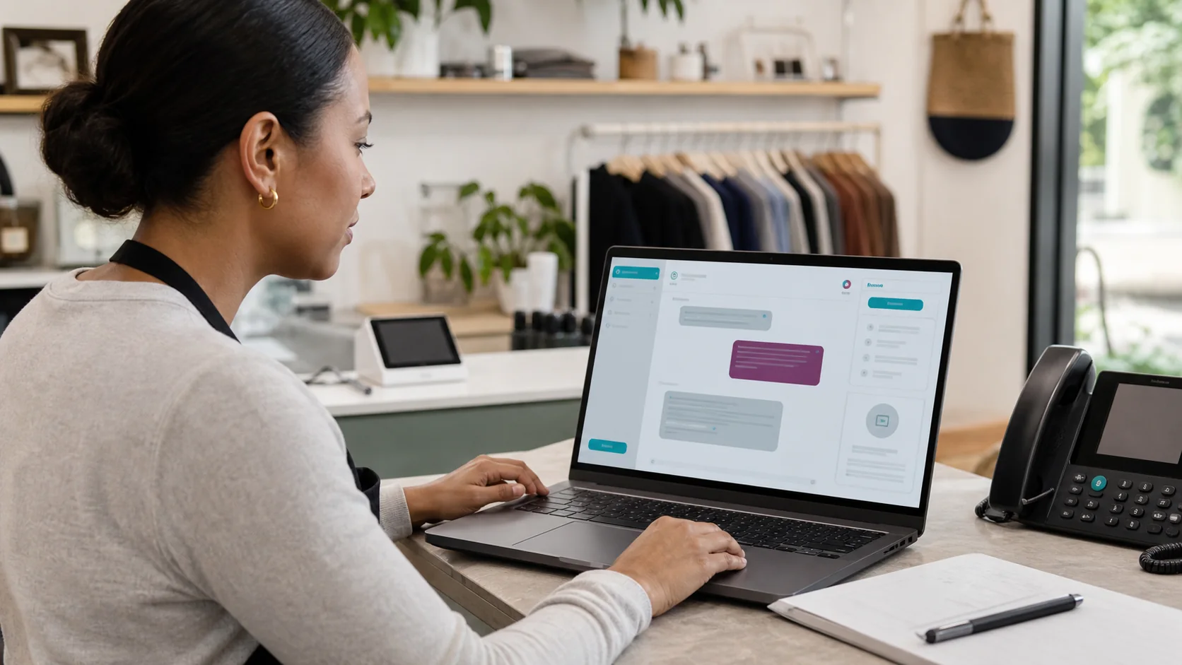 Employee using a custom business application
